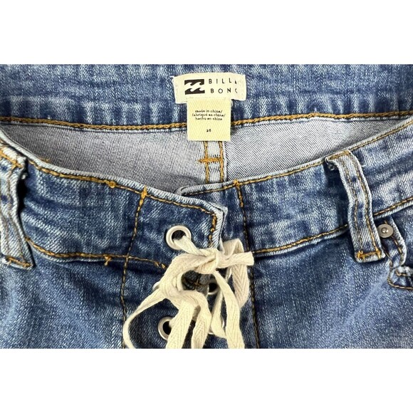Billabong Lite Hearted Shorts  Women's 26  Lace-Up Fly Cutoff Distressed Denim - Picture 8 of 16